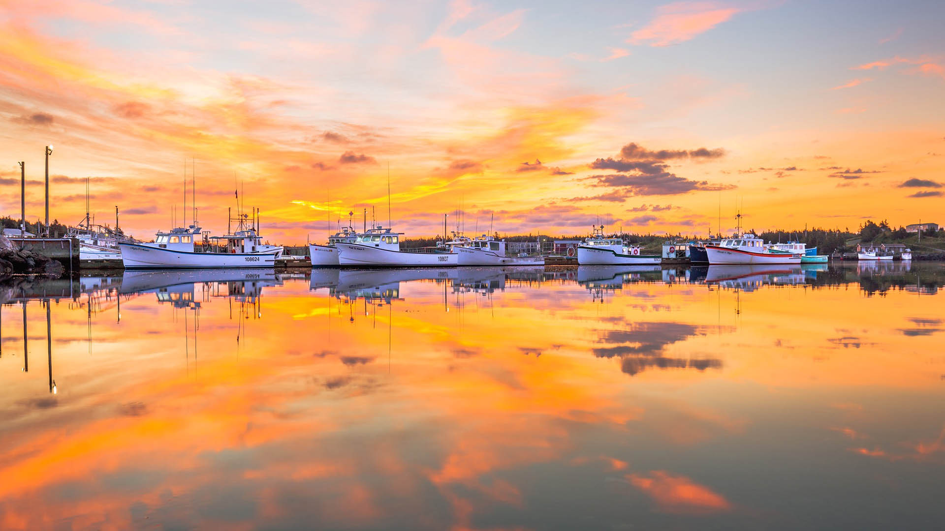 Fishing Boats At Main-a-Dieu Harbour, Cape Breton Island, Nova