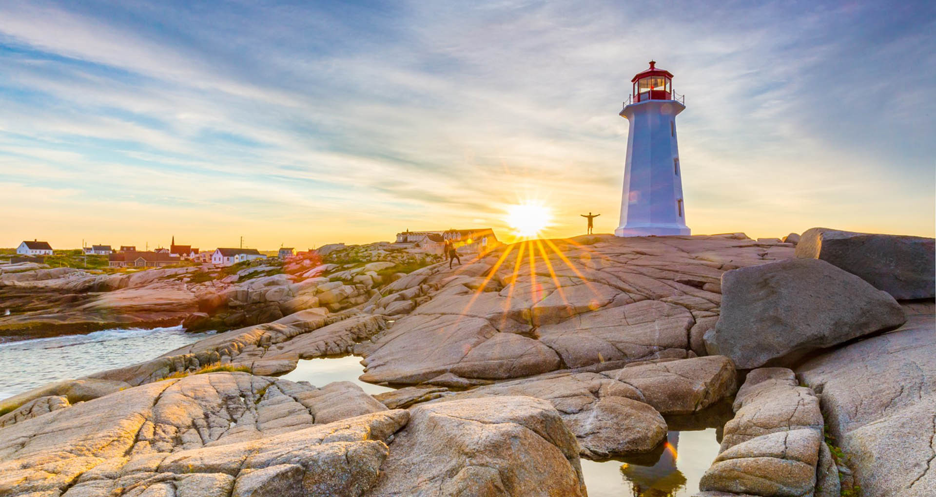 Peggy's Cove Harbor in Nova Scotia Canada With Captivating Sunset