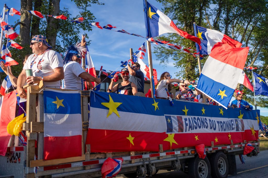 A group of people celebrating during the Festival acadien de Clare in Nova Scotia