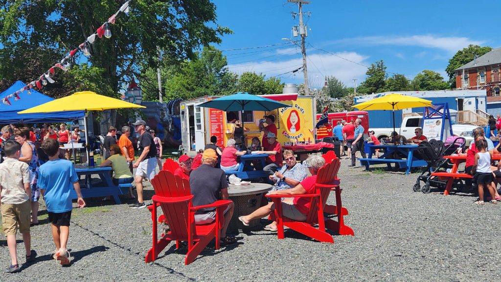 People enjoying the Canada Day Celebrations at Pictou Waterfront in Nova Scotia