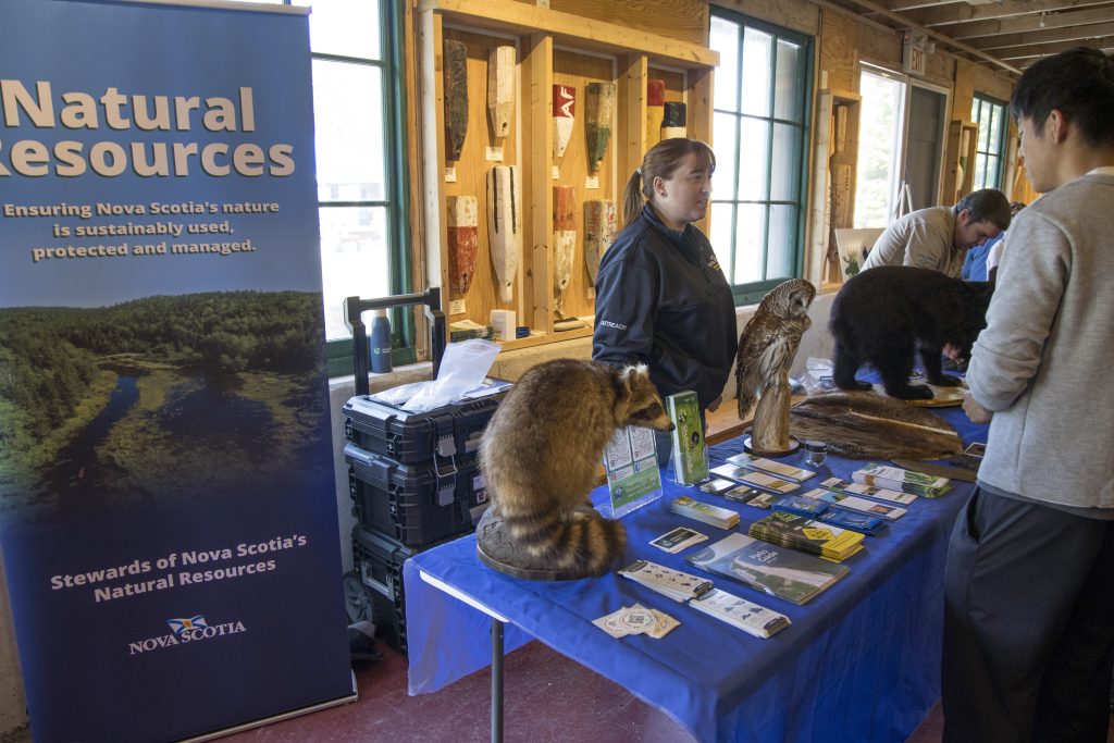 A booth promoting Natural Resources during the Nova Scotia Forest Festival at Memory Lane in Nova Scotia