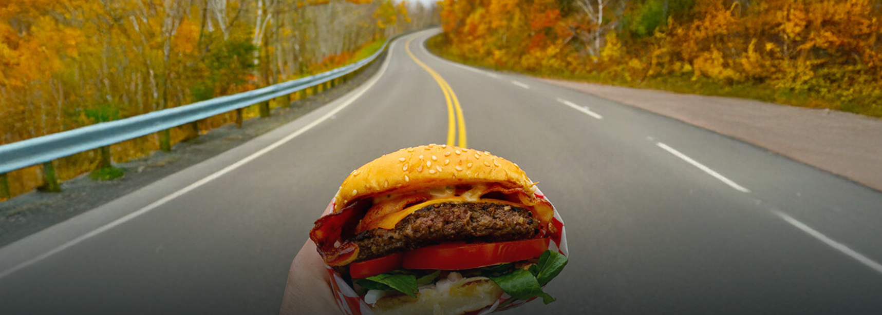 A burger on the road during the Cabot Trail Food Truck Rally in Nova Scotia
