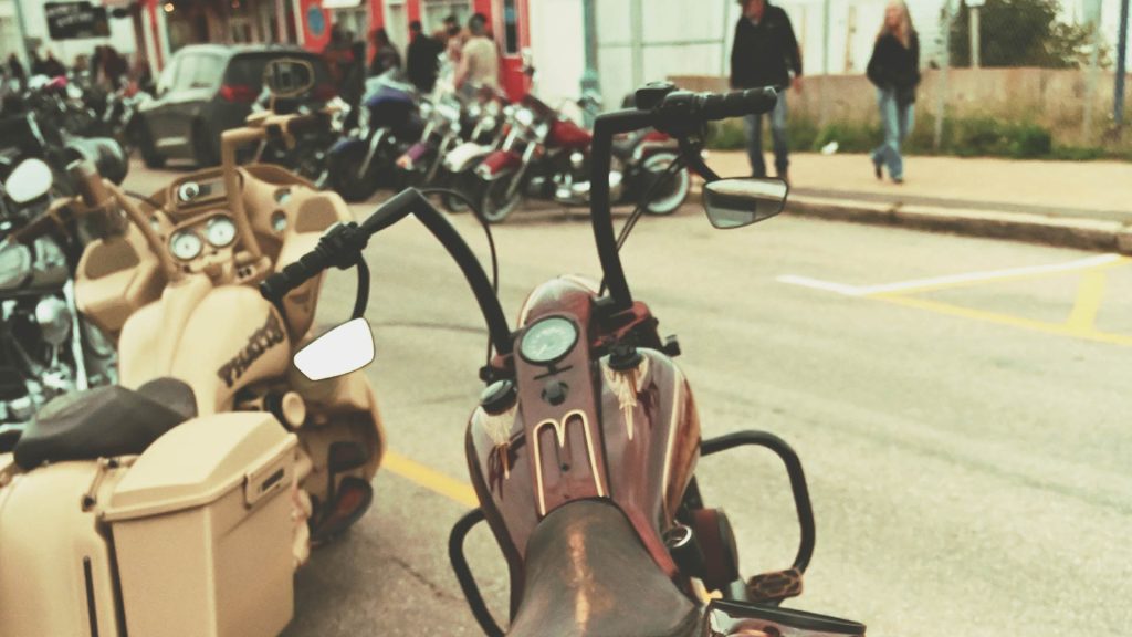 A close up view of one of the bikes at the Wharf Rat Rally in Digby, Nova Scotia