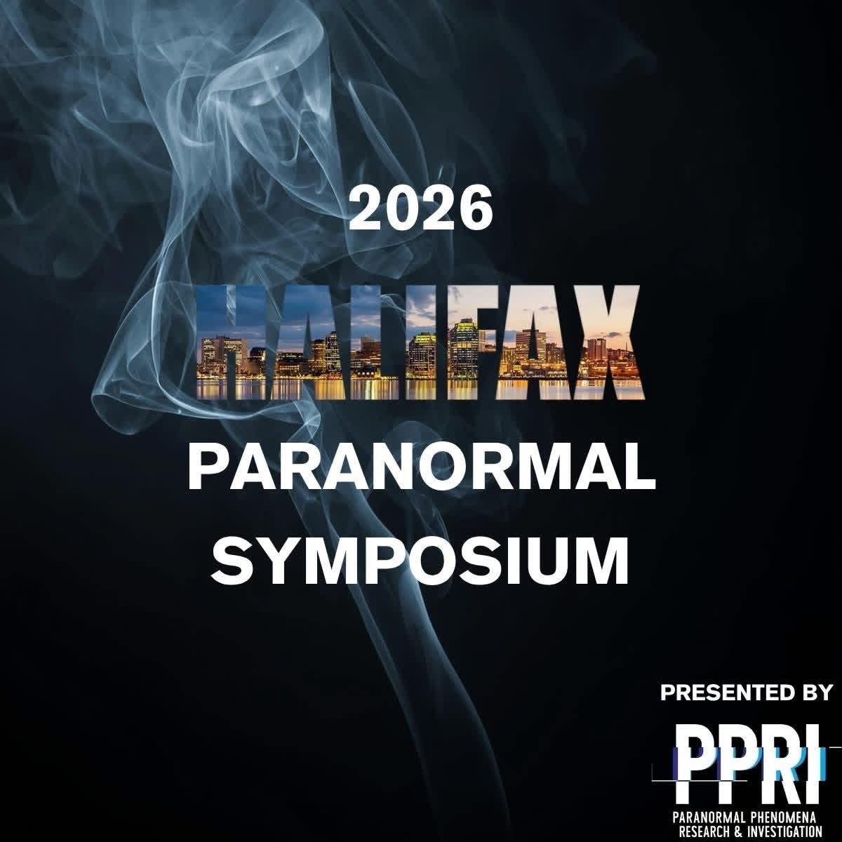 A promotional poster for the Halifax Paranormal Symposium happening in Nova Scotia