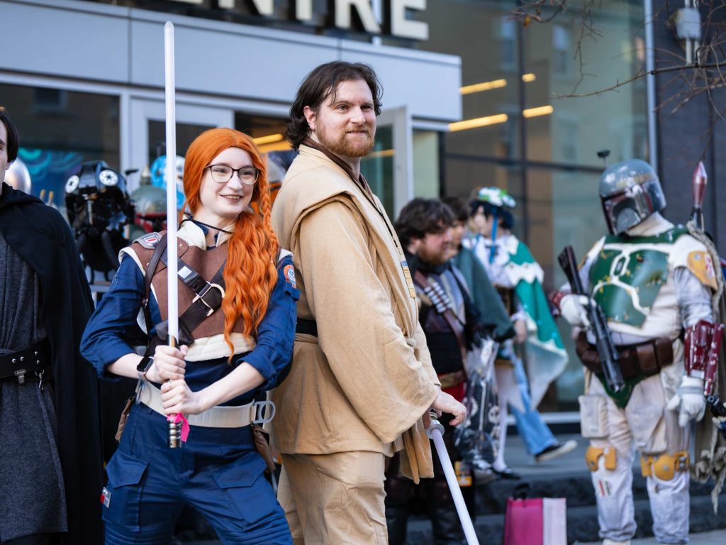 Costumed couple posing for a photo at Hal-Con in Halifax, Nova Scotia
