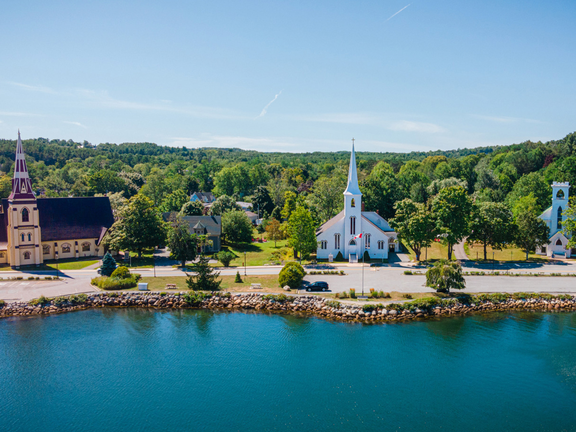 The Three Churches in Mahone Bay, Nova Scotia