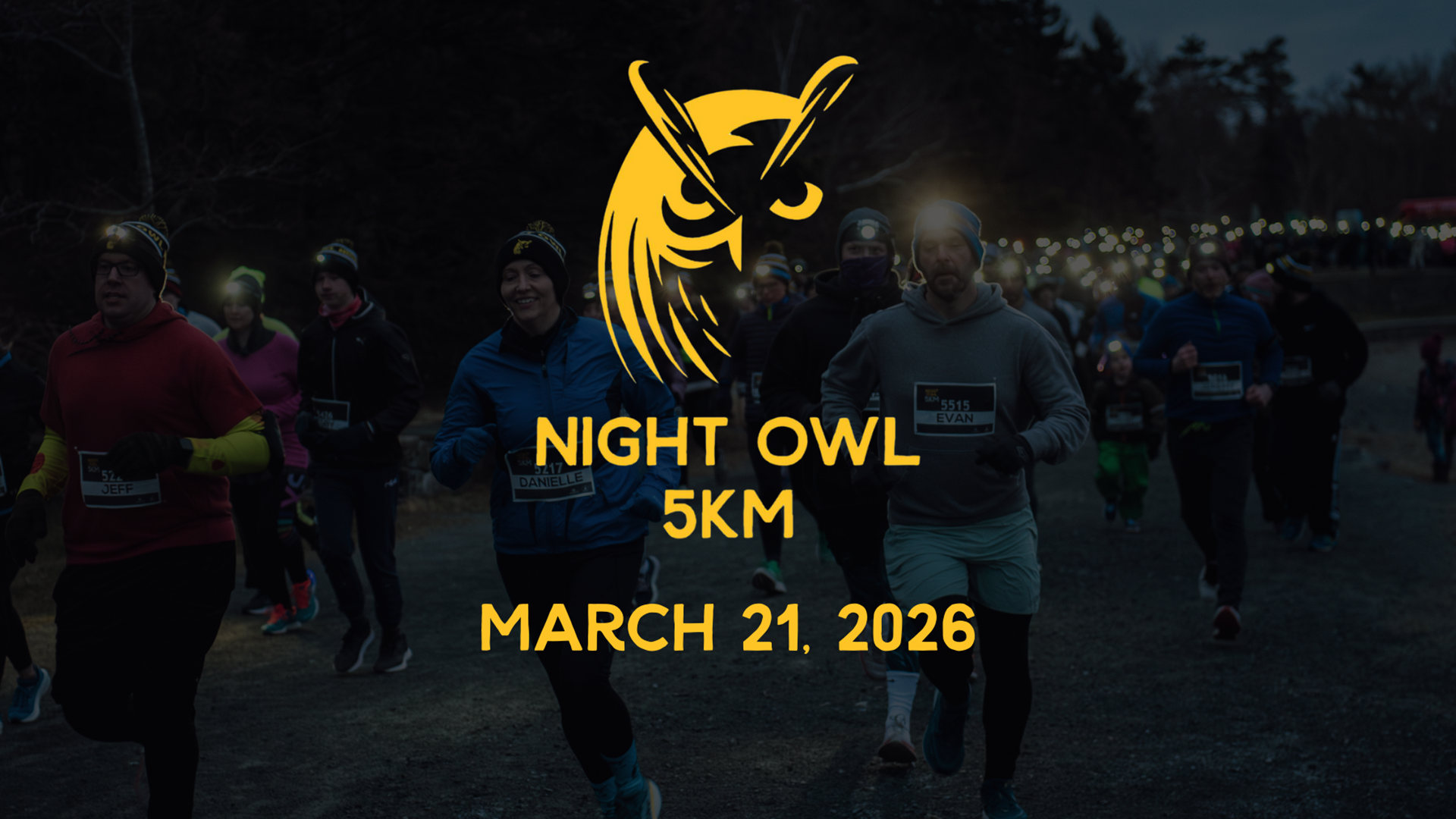 A promotional poster for the Night Owl 5km happening in Halifax, Nova Scotia