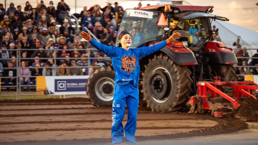 A performer looks at the crowd during the