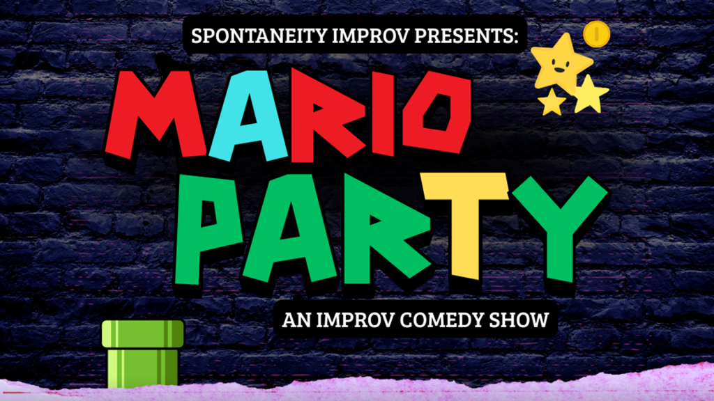 A promotional poster for Improv Show inspired by Mario Party in Halifax Nova Scotia