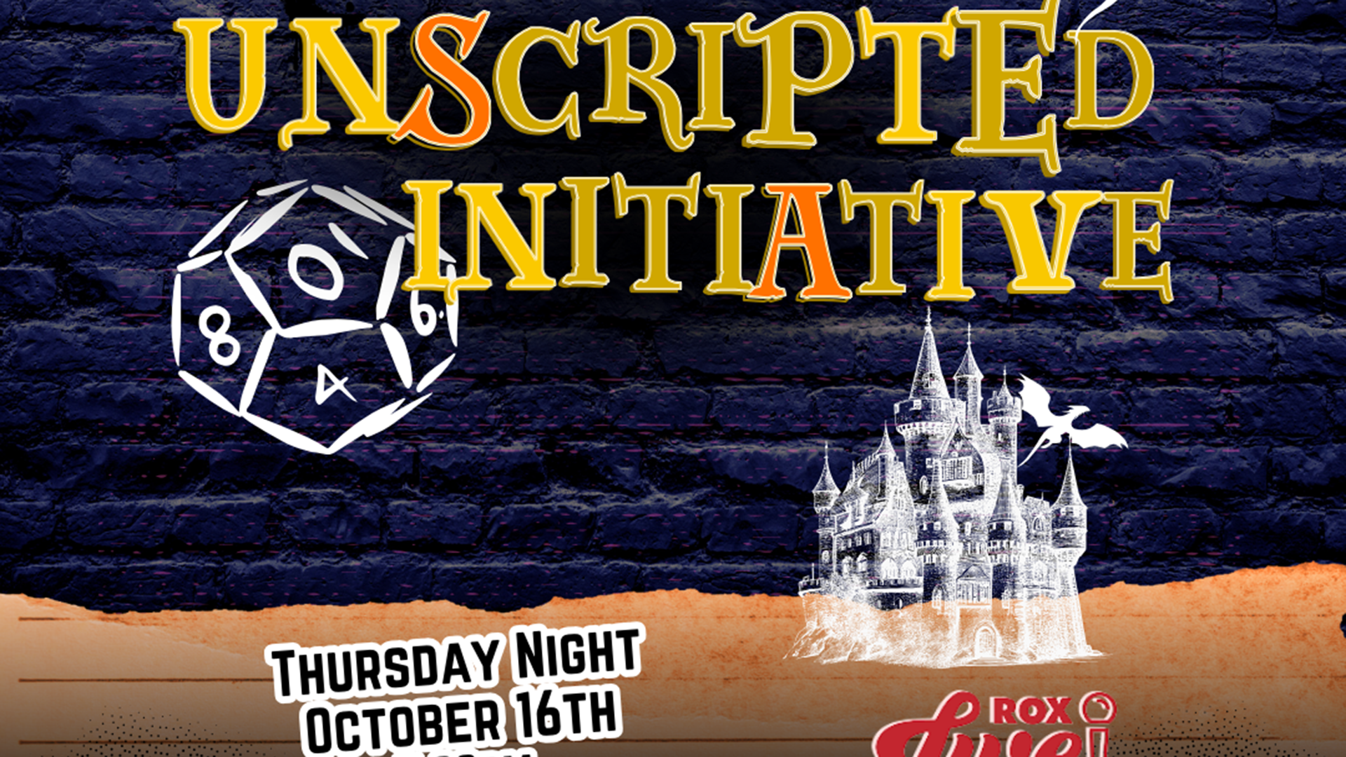 A promotional poster for Spontaneity Improv Company, Dungeons & Dragons-inspired show happening in Halifax Nova Scotia