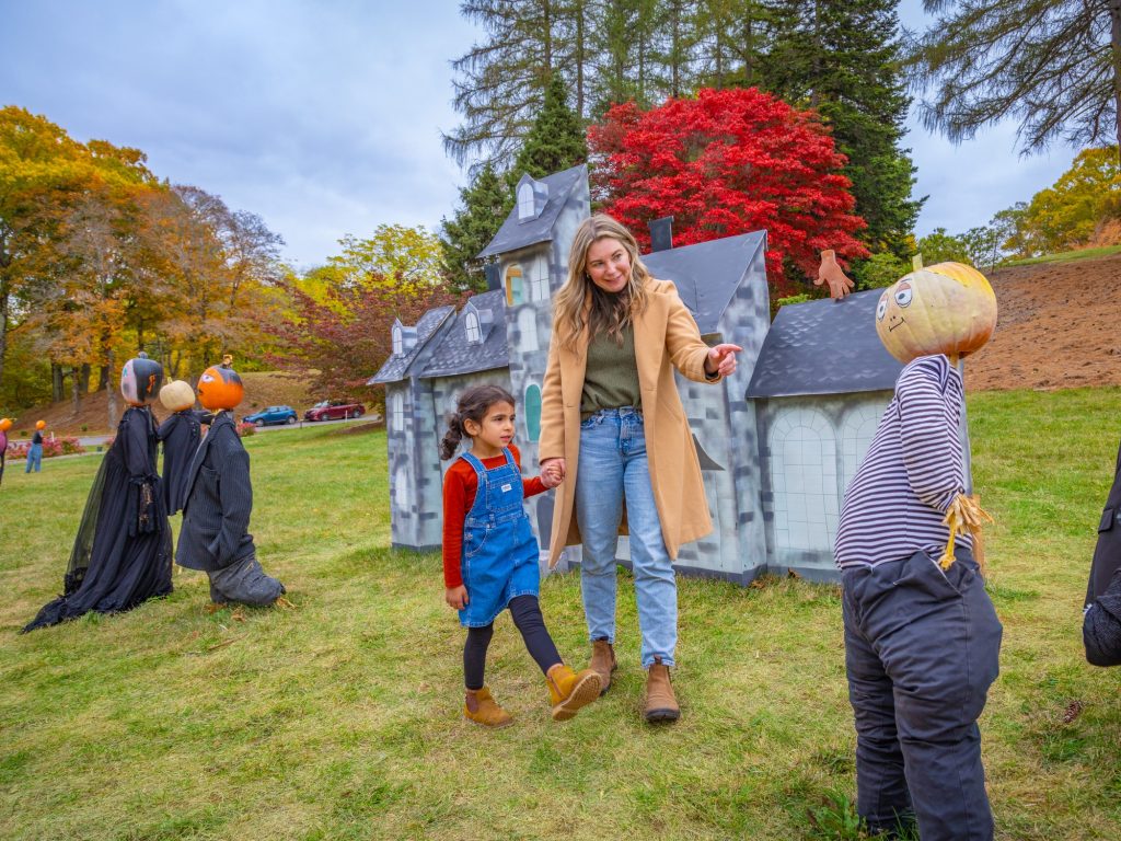 A family at the Kentville Pumpkin People Festival in Kentville, Nova Scotia