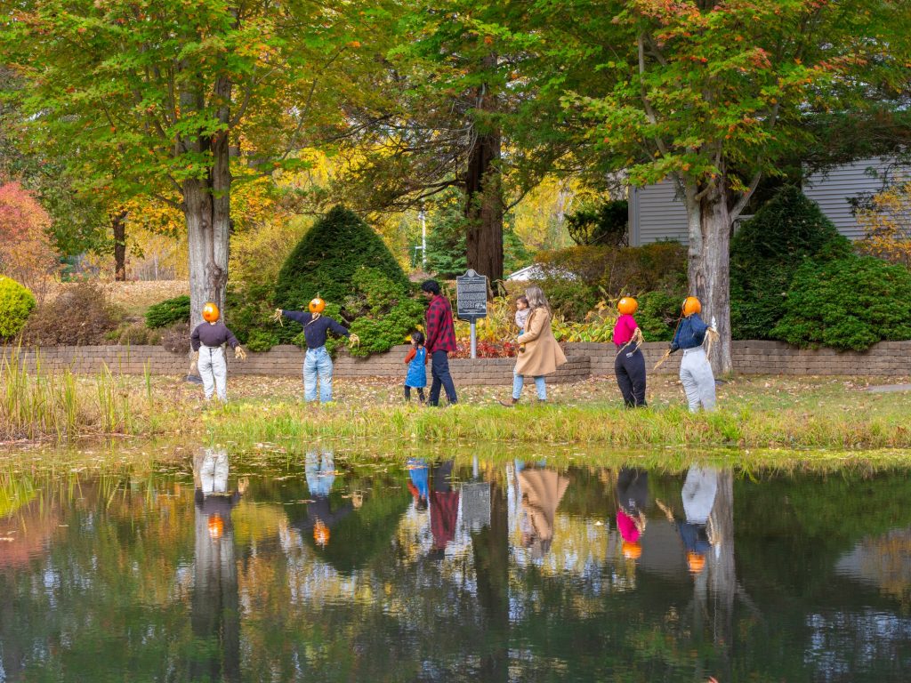A family at the Kentville Pumpkin People Festival in Kentville, Nova Scotia