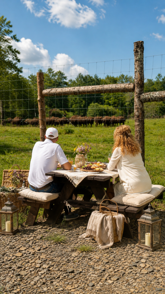 Luxury in the Wild: A Bison Picnic
