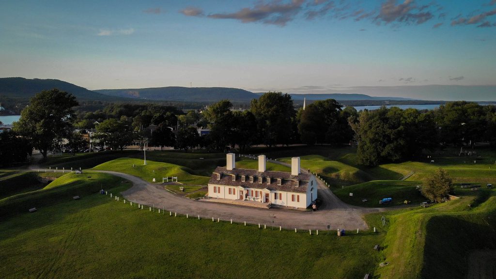 An aerial image of  Fort Anne National Historic Site in Nova Scotia