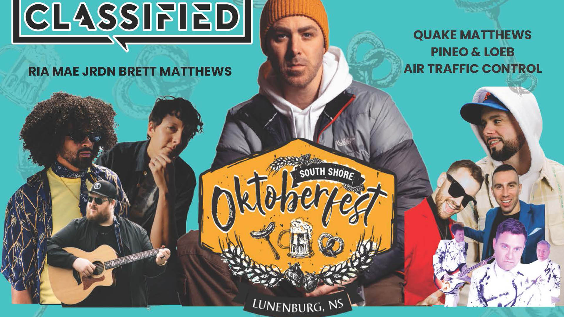 A promotional poster for the South Shore Oktoberfest in Nova Scotia featuring Classified