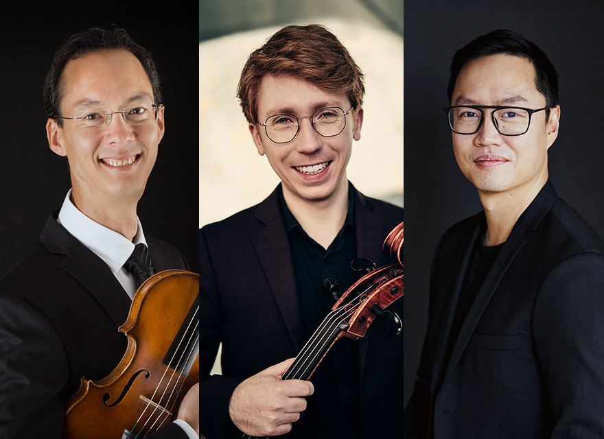 A promotional poster for Trio Uchida-Crozman-Chiu performing in Halifax Nova Scotia this December