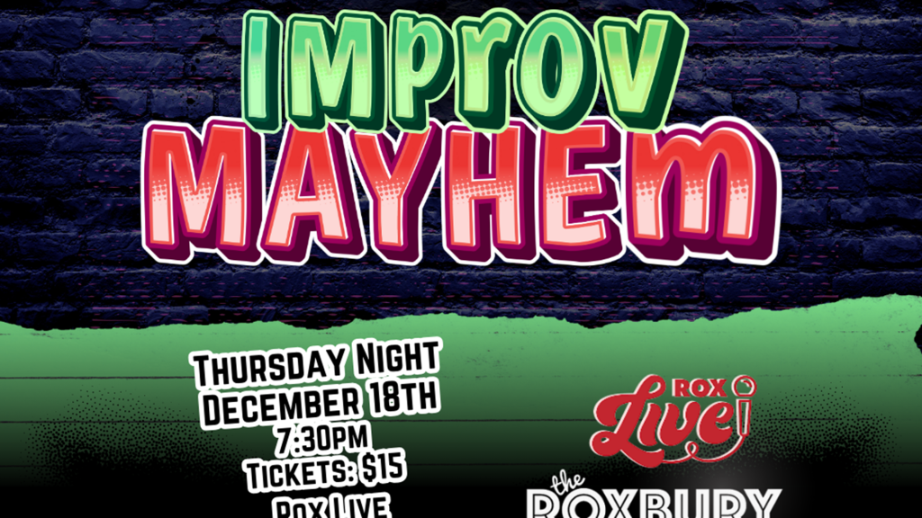 A promotional poster for Barprov: Improv Mayhem Show happening in Halifax Nova Scotia this December