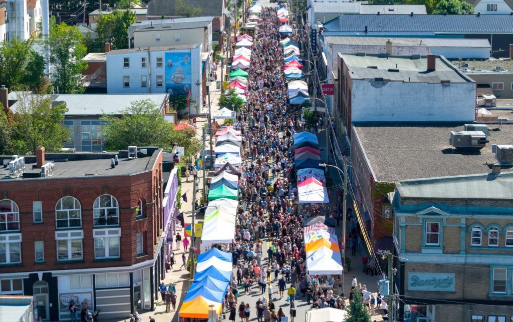 Gerrish Street filled with vendors and patrons during the Windsor Garlic Fest in Nova Scotia