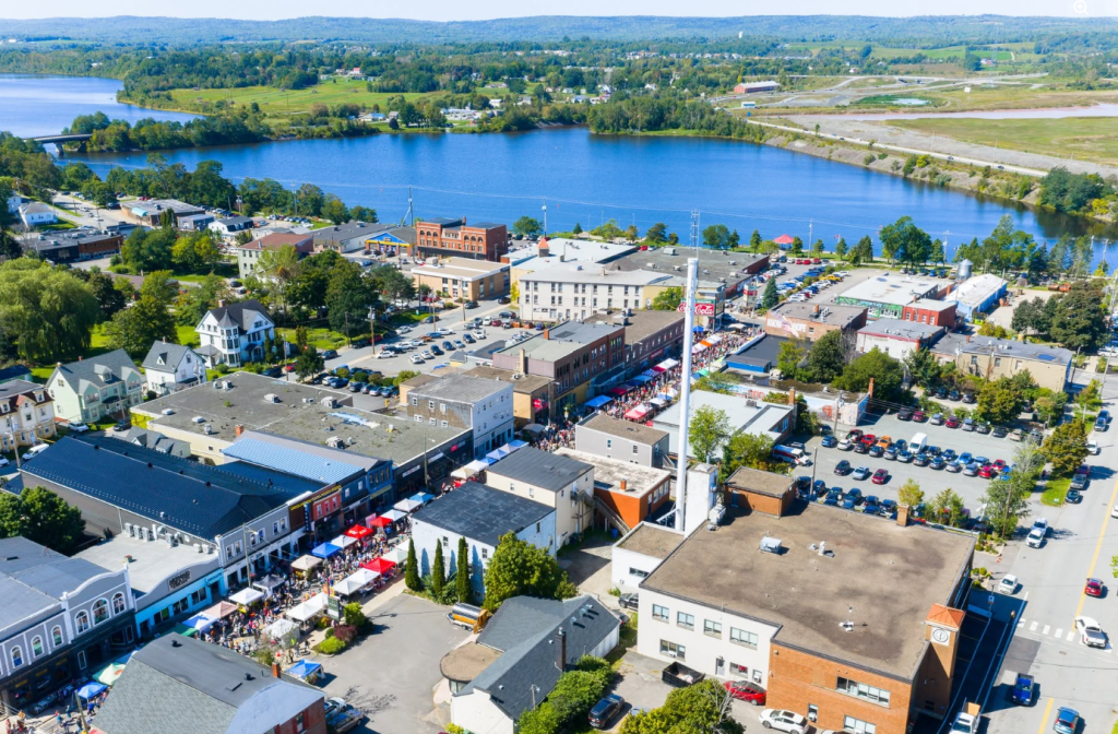 An aerial view of the Windsor Garlic Fest in Nova Scotia