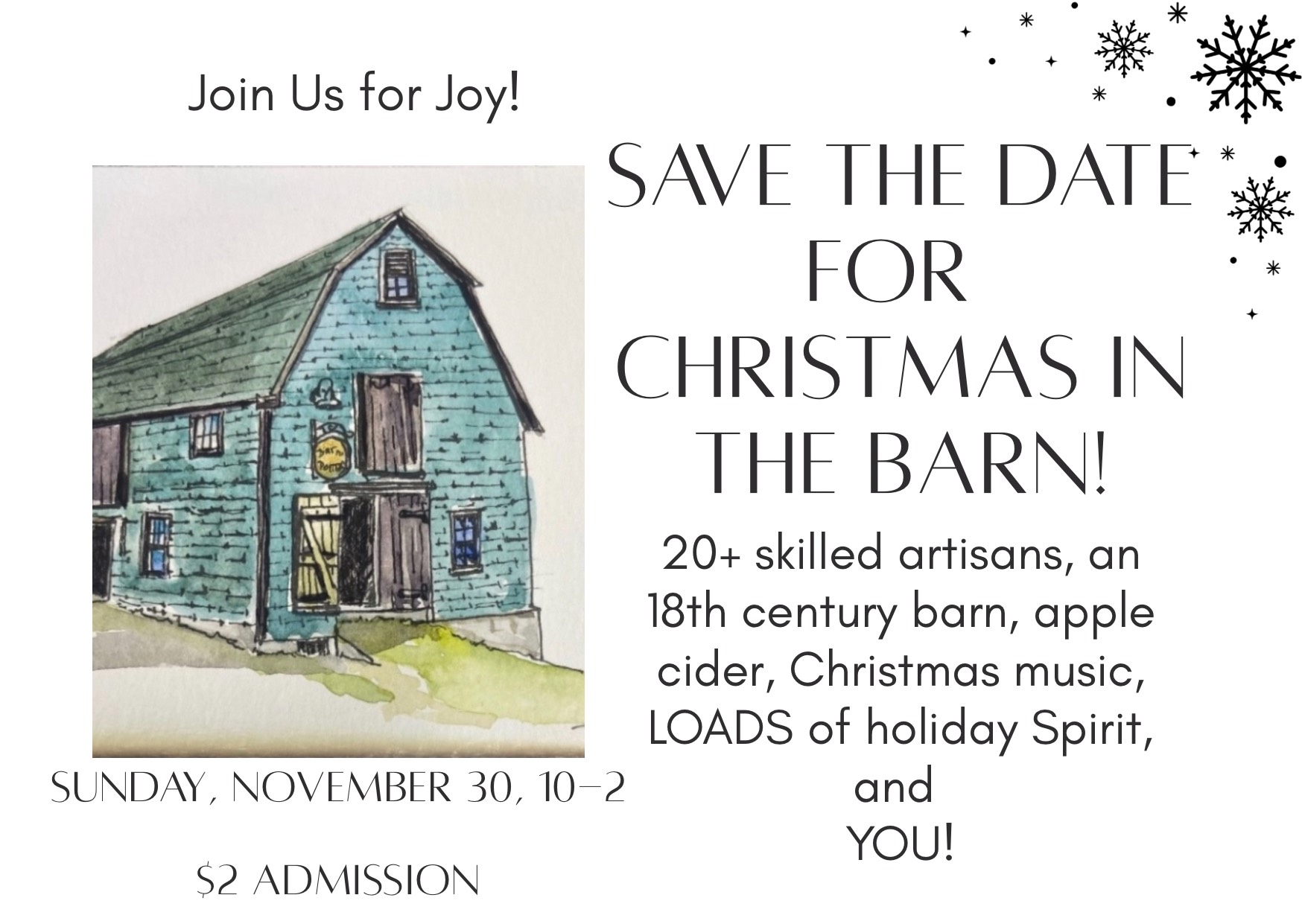 A promotional poster for Christmas in the Barn in Shelburne, Nova Scotia