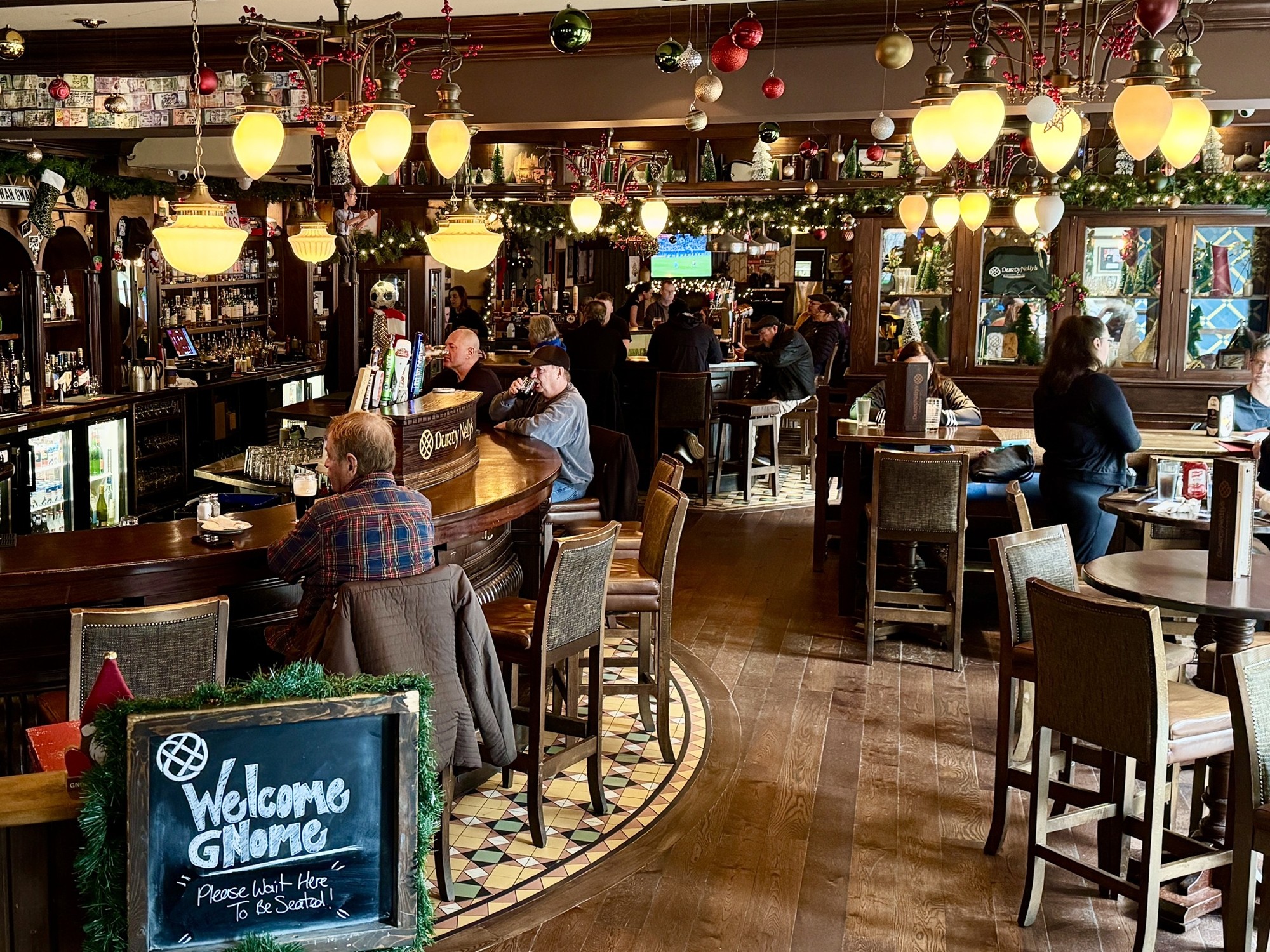 Holiday decor at Durty Nellys Pub in Halifax Nova Scotia