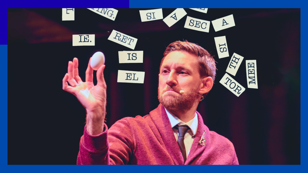 A promotional poster for Vincenzo Ravina who is performing at the Chester Playhouse in Nova Scotia