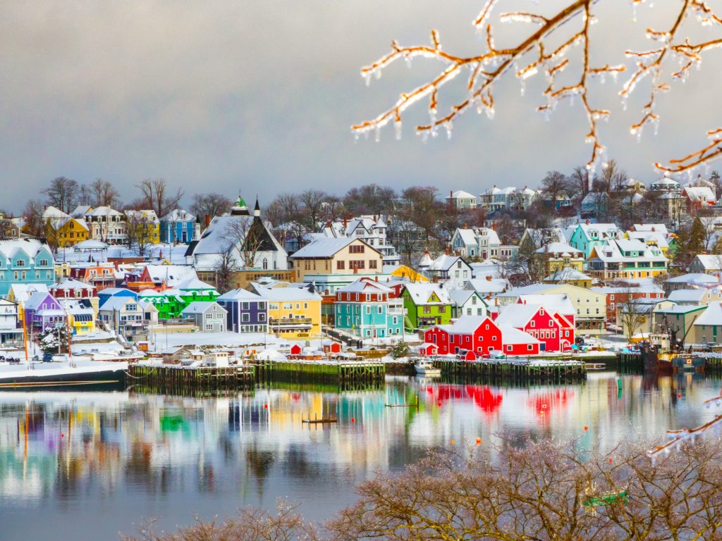 Lunenburg, Nova Scotia waterfront in Winter