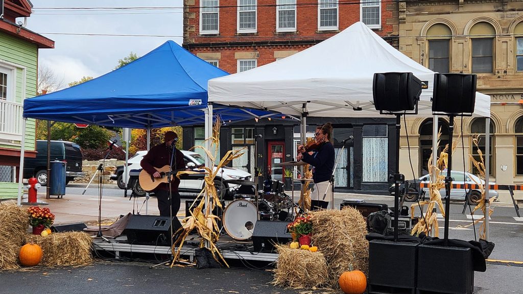 A band performs as part of the HarvFest on the Harbour event in Pictou Nova Scotia
