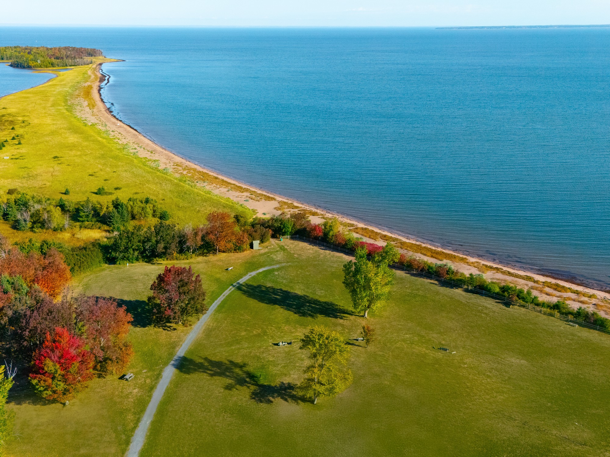 Aerial view of Caribou-Munroes Island Provincial Park near Pictou, Nova Scotia