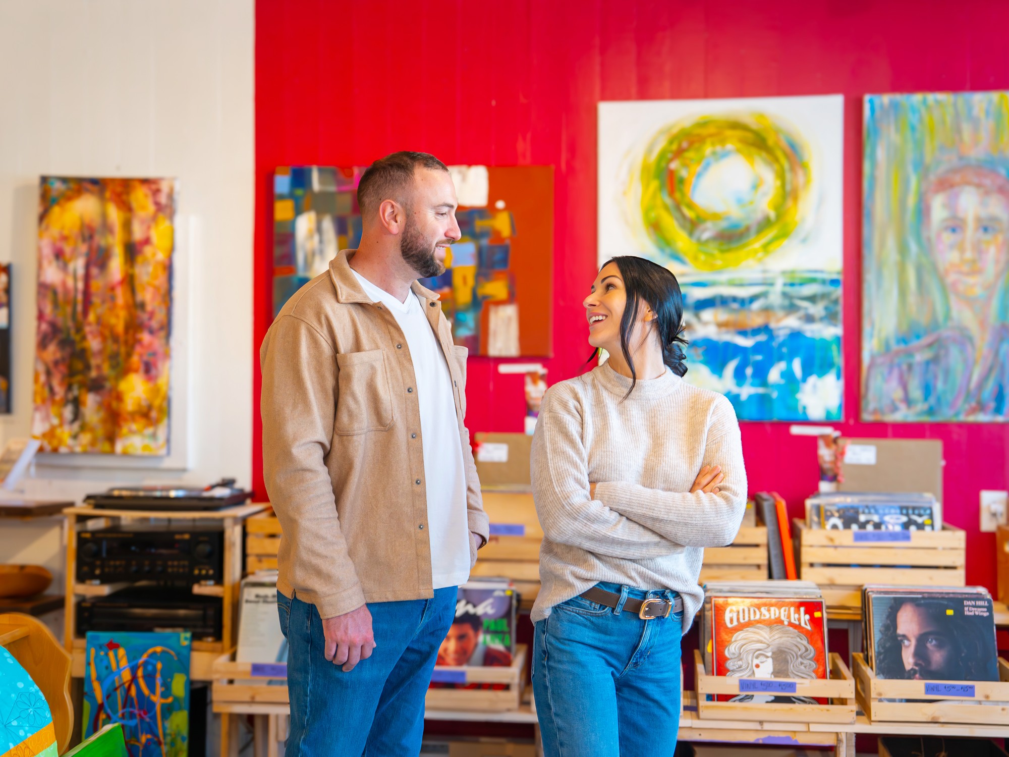 Two people are shopping at The River Gallery in Pictou, Nova Scotia