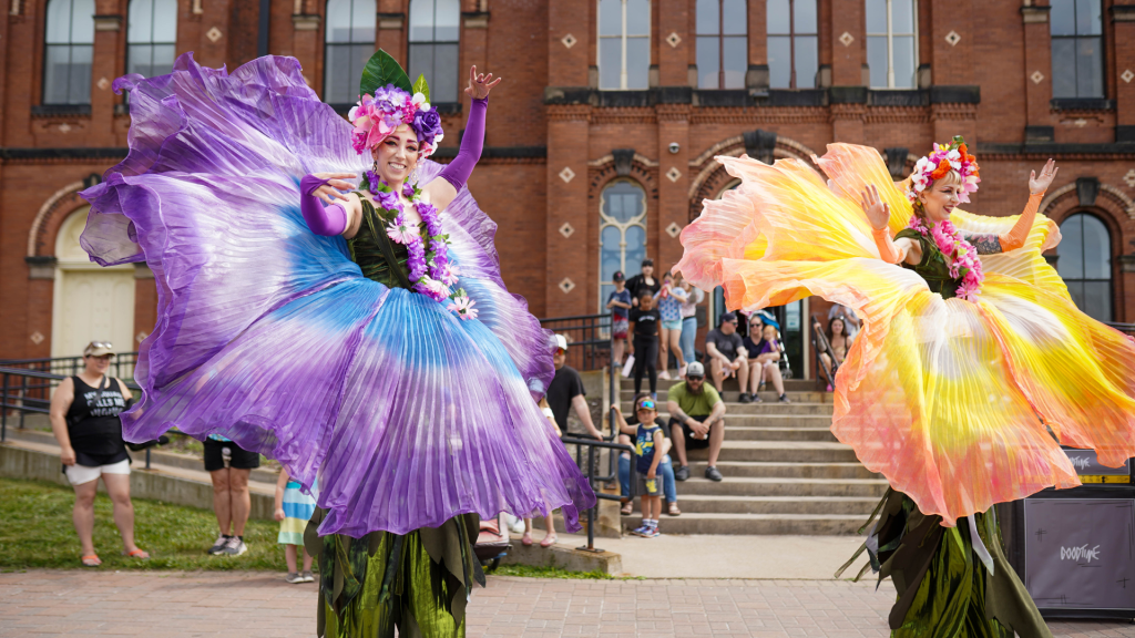 A crowd takes in the performers at the Truro Buskerfest in Nova Scotia