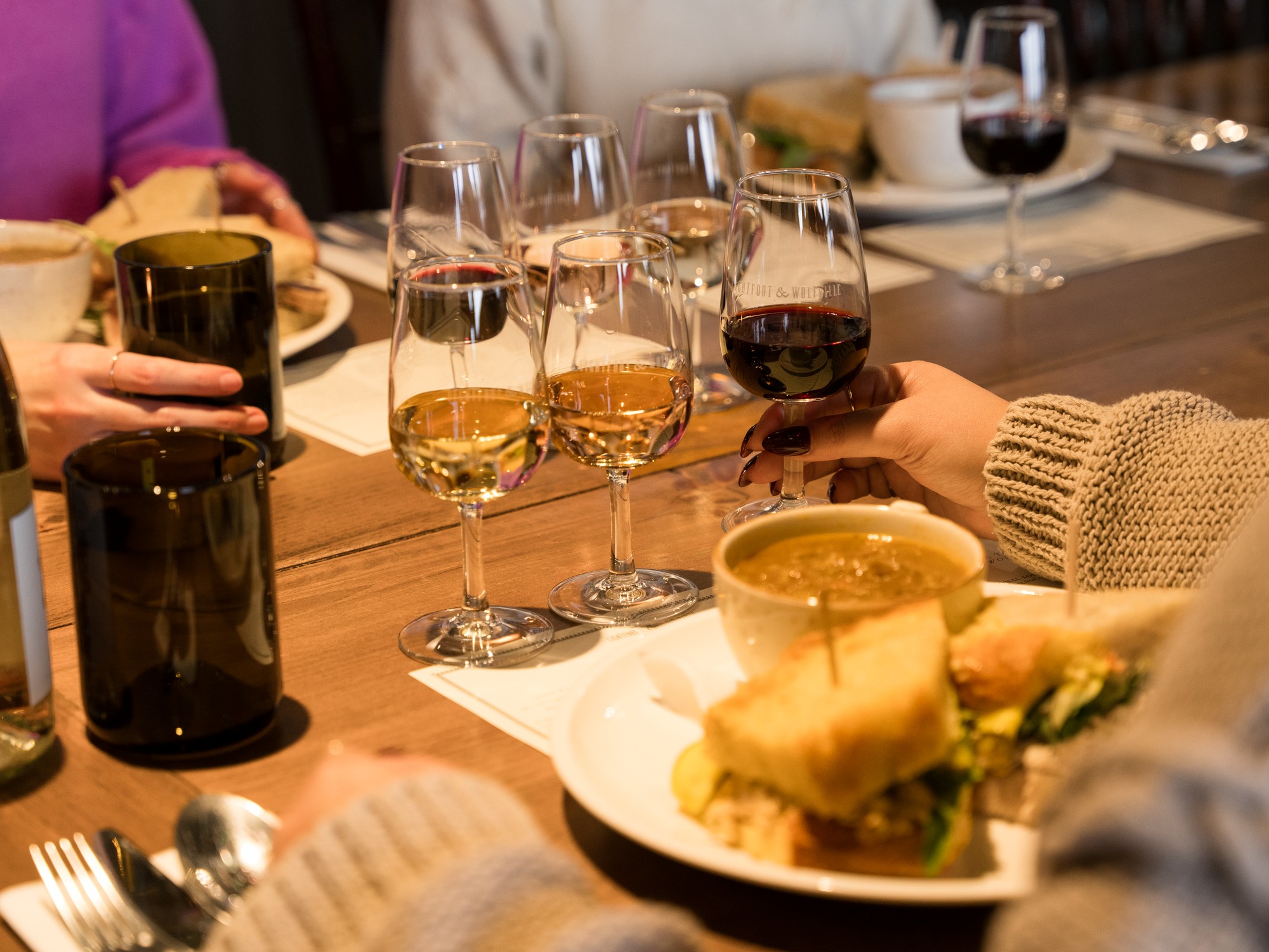 Wine flight and lunch at Lightfoot & Wolfville Vineyards, Wolfville, Nova Scotia