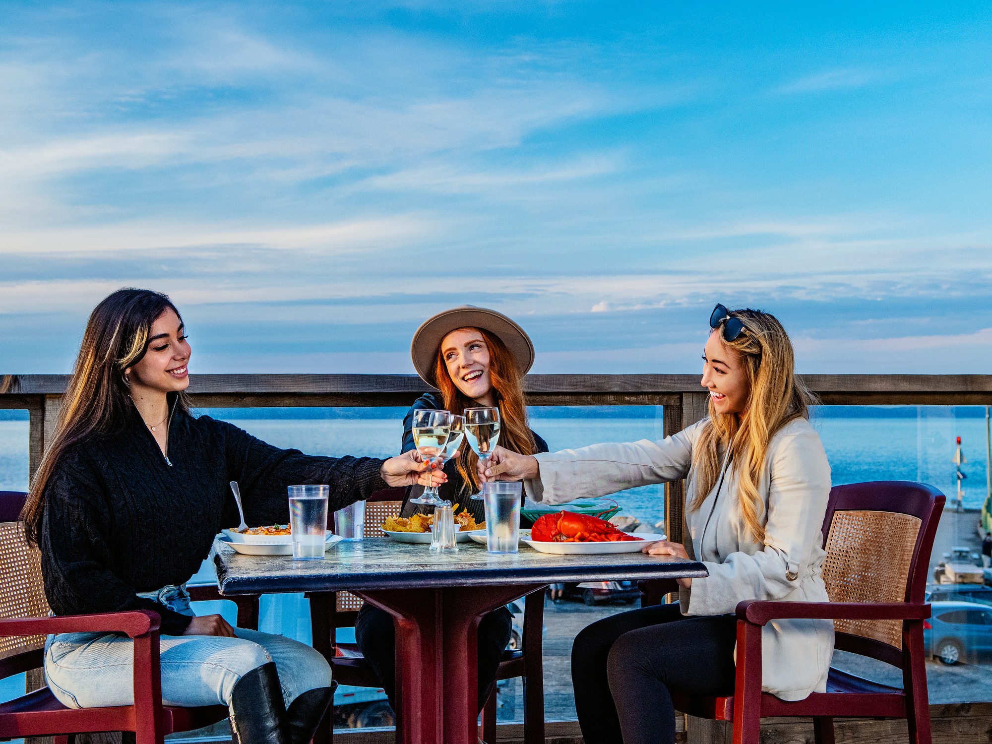 Group of friends sitting on a patio