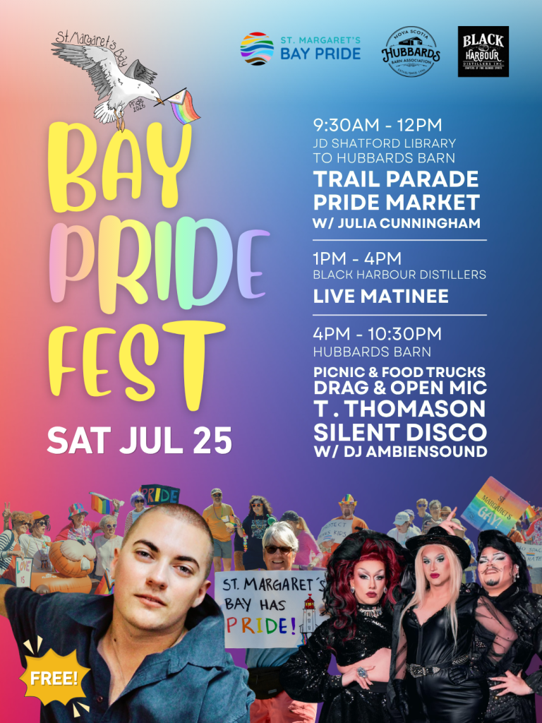 A promotional poster for the Bay Pride Festival in Nova Scotia
