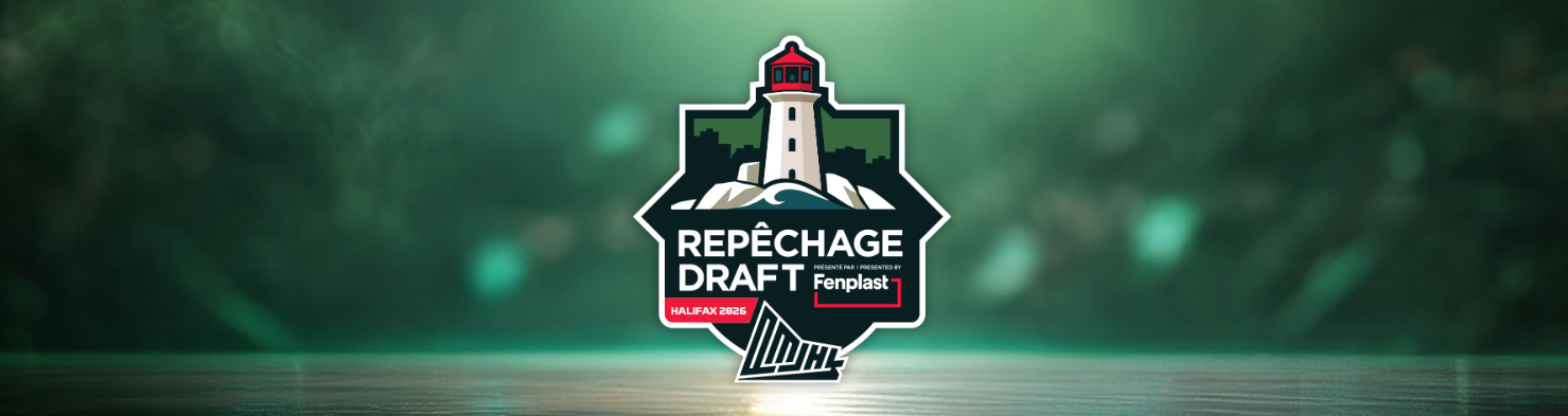 A promotional poster for the QMJHL Draft happening in Halifax, Nova Scotia