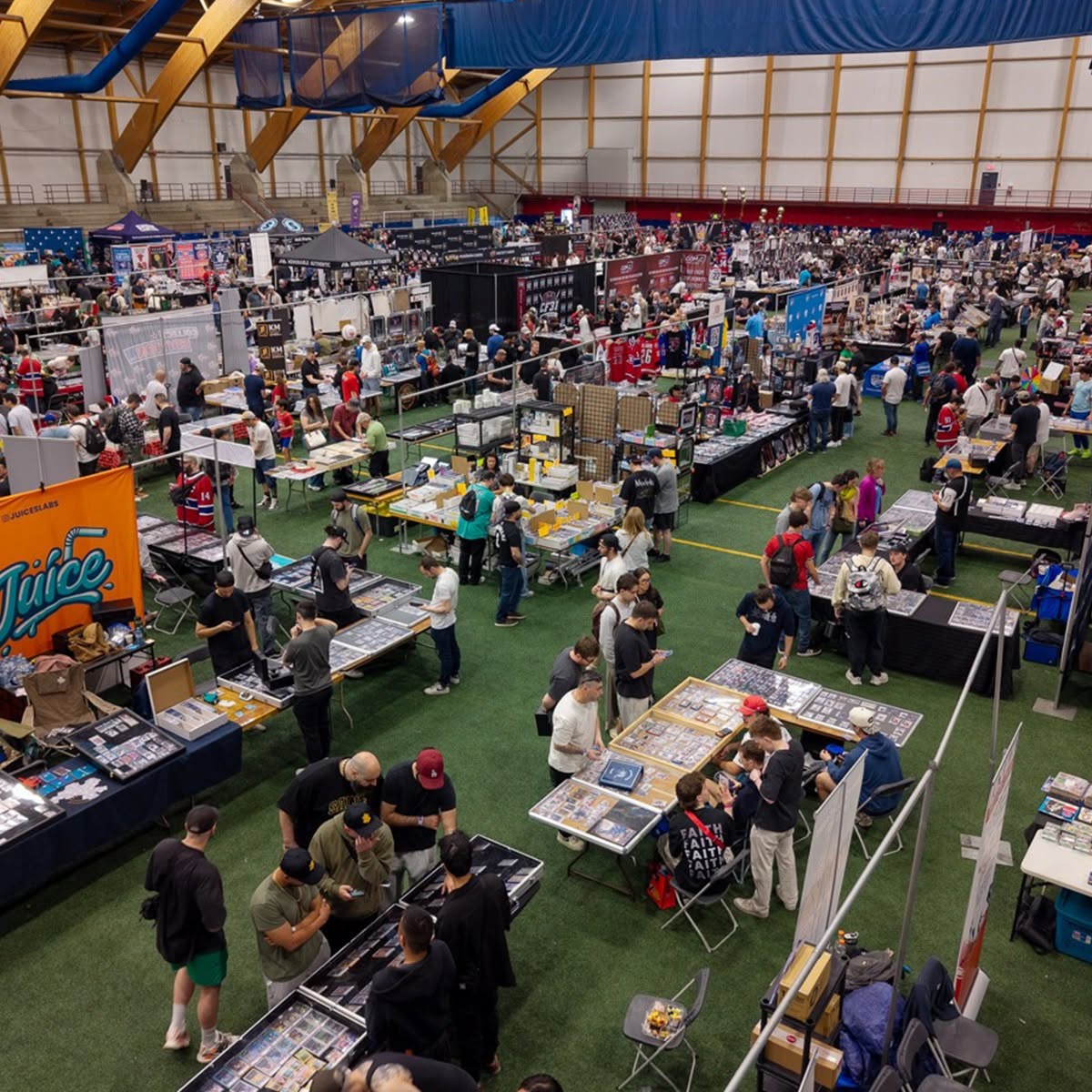 View of a Sport Card Expo tradeshow that shows what a visitor to one would expect the layout to be like.