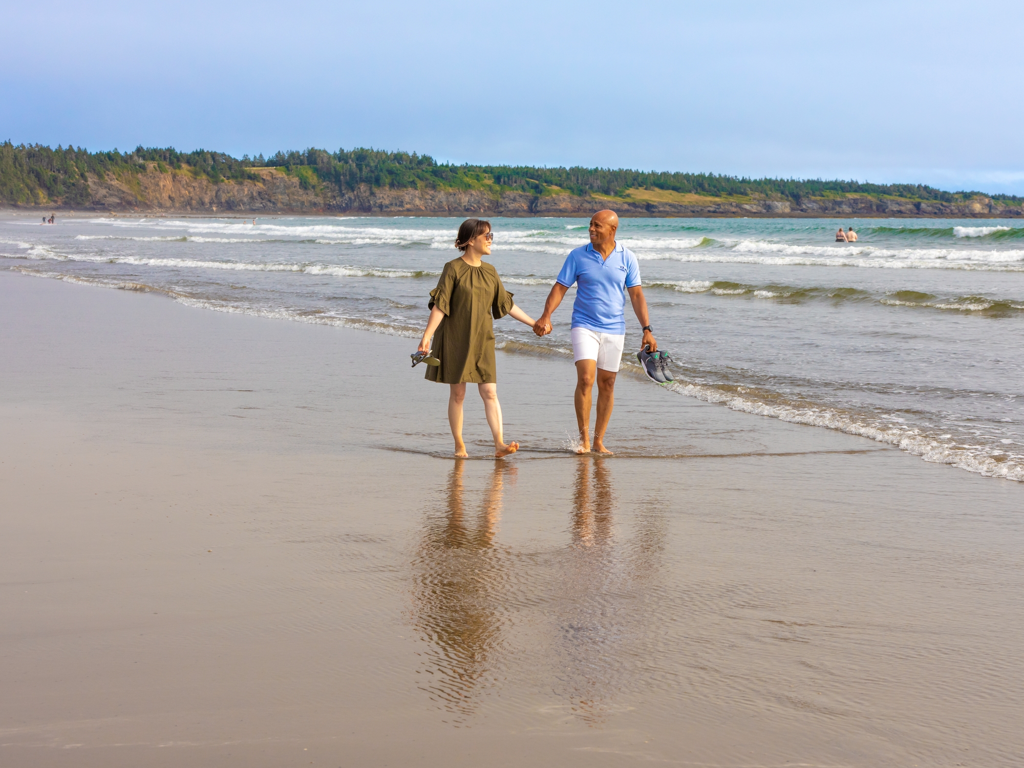 Couple walking on beach