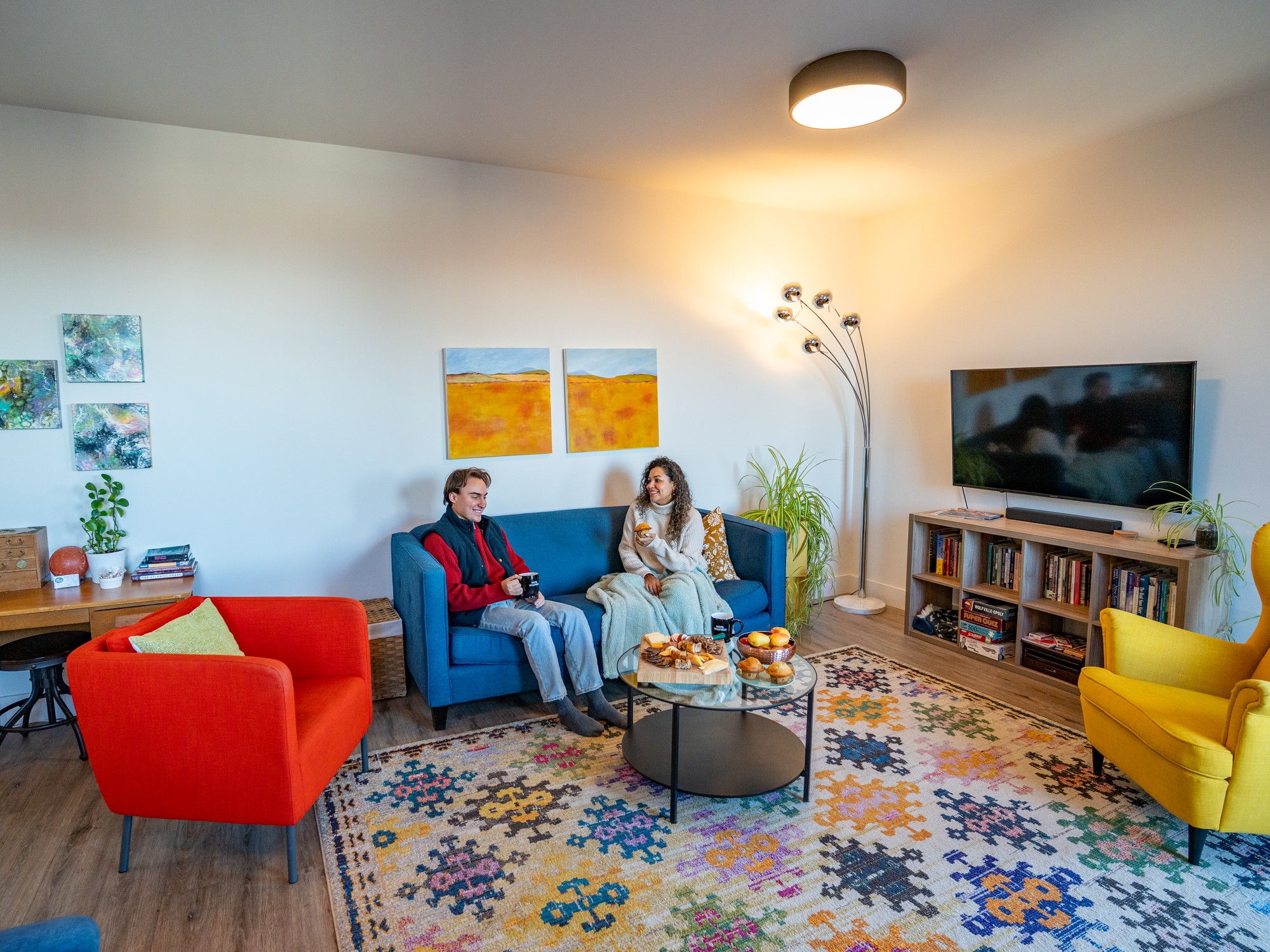 Two people relax at Hotel Wolfville in Nova Scotia