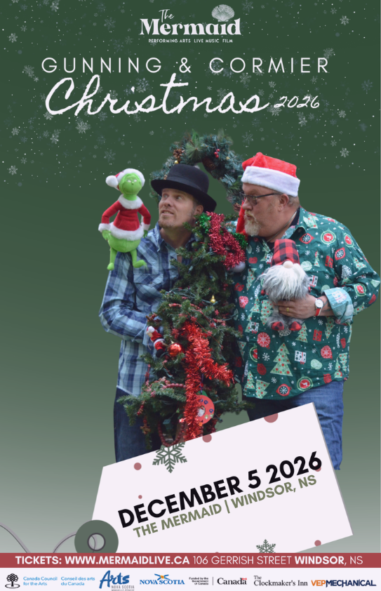 A promotional poster for A Gunning & Cormier Christmas happening in Windsor, Nova Scotia
