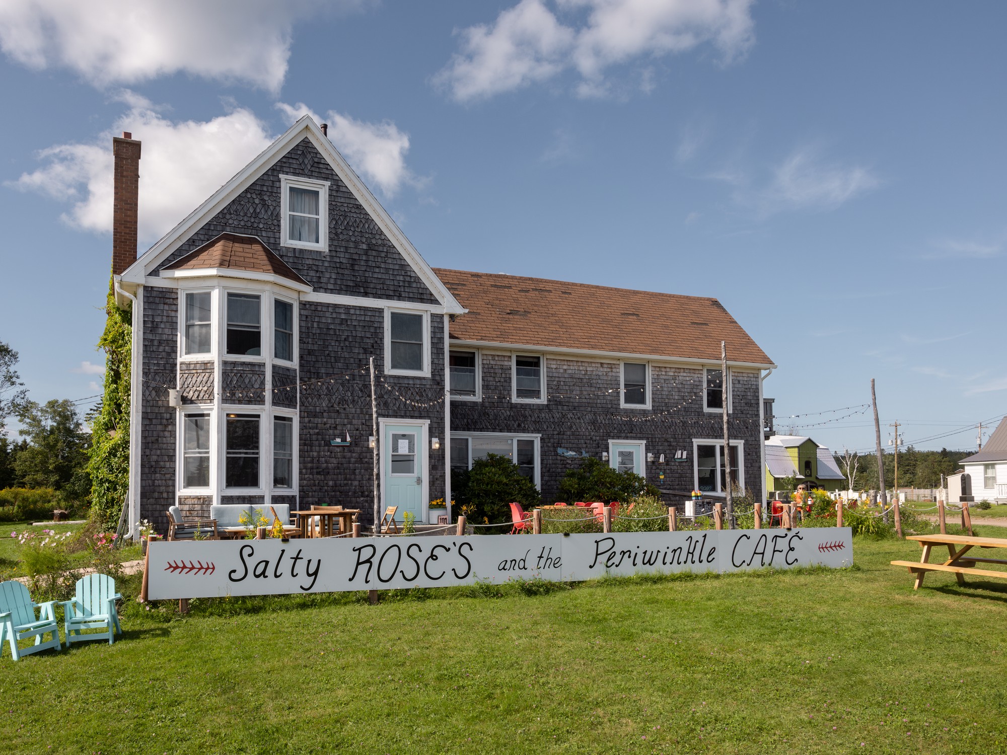 Exterior of the Periwinkle Cafe in Cape Breton Nova Scotia