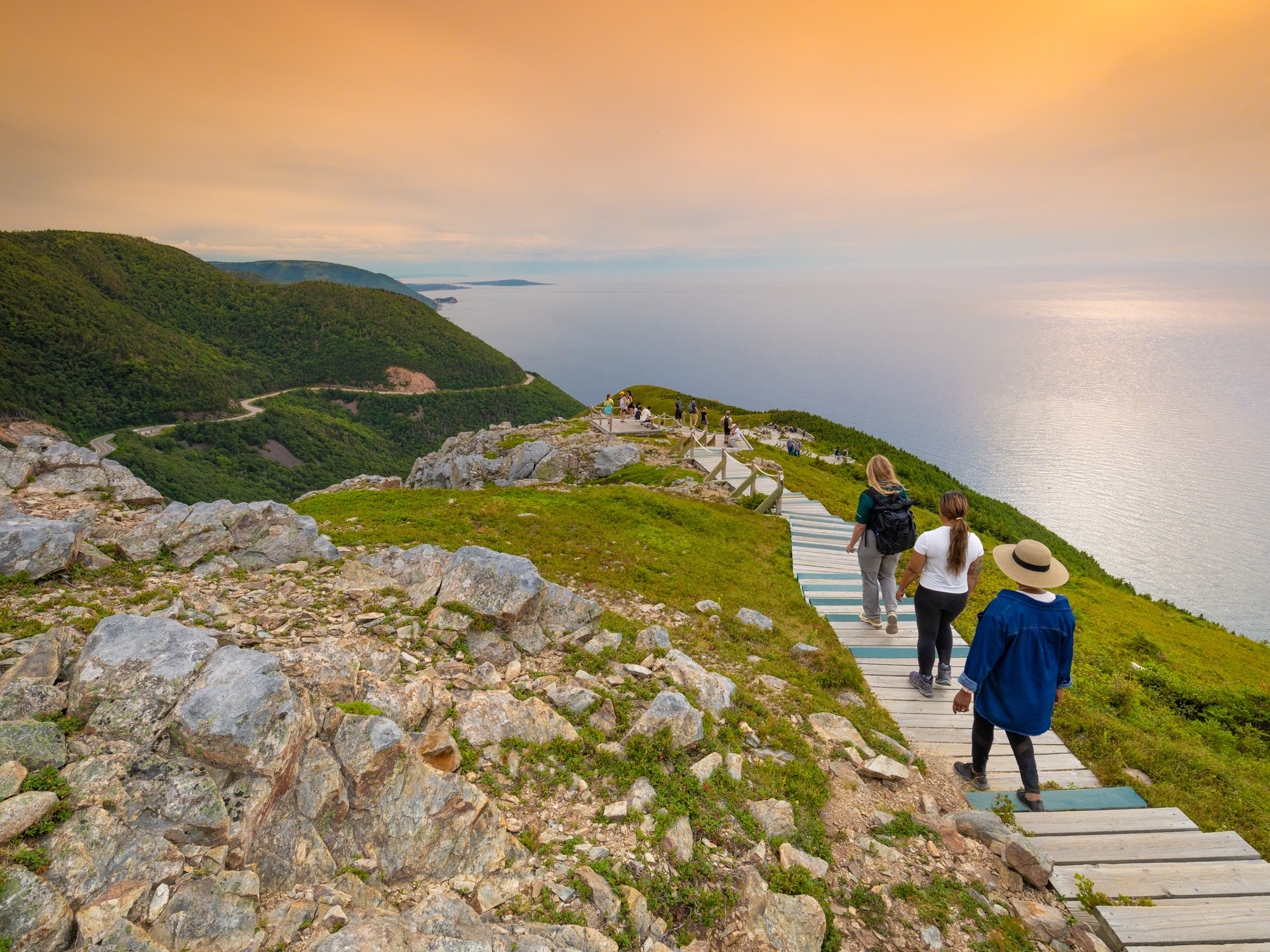 People walking along the Skyline Trail in Cape Breton Nova Scotia