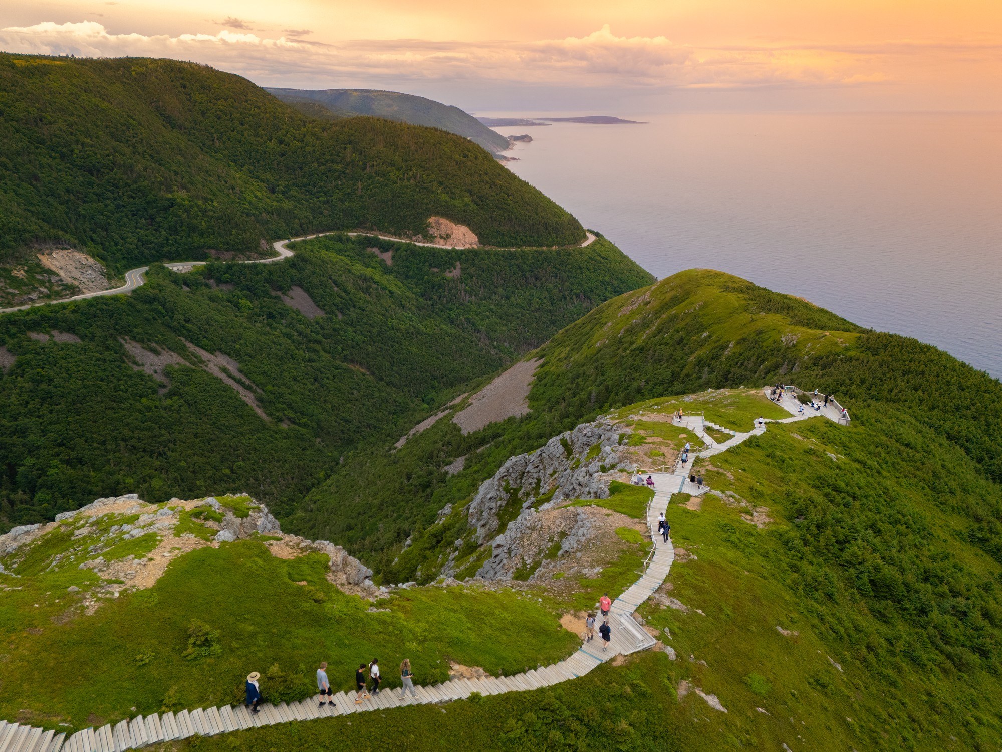 Aerial view of the Skyline Trail in Cape Breton Nova Scotia